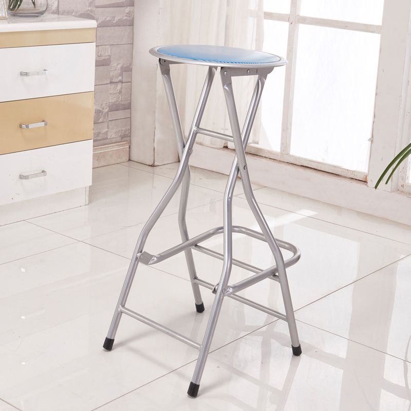 Modern Folding Armless Counter Stool Iron Cashier Bar Stool with Footrest