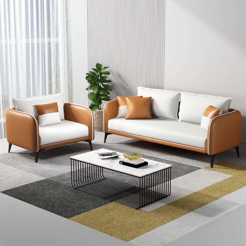 29.52" W Tuxedo Arm Sofa Faux Leather Contemporary Standard Sofa