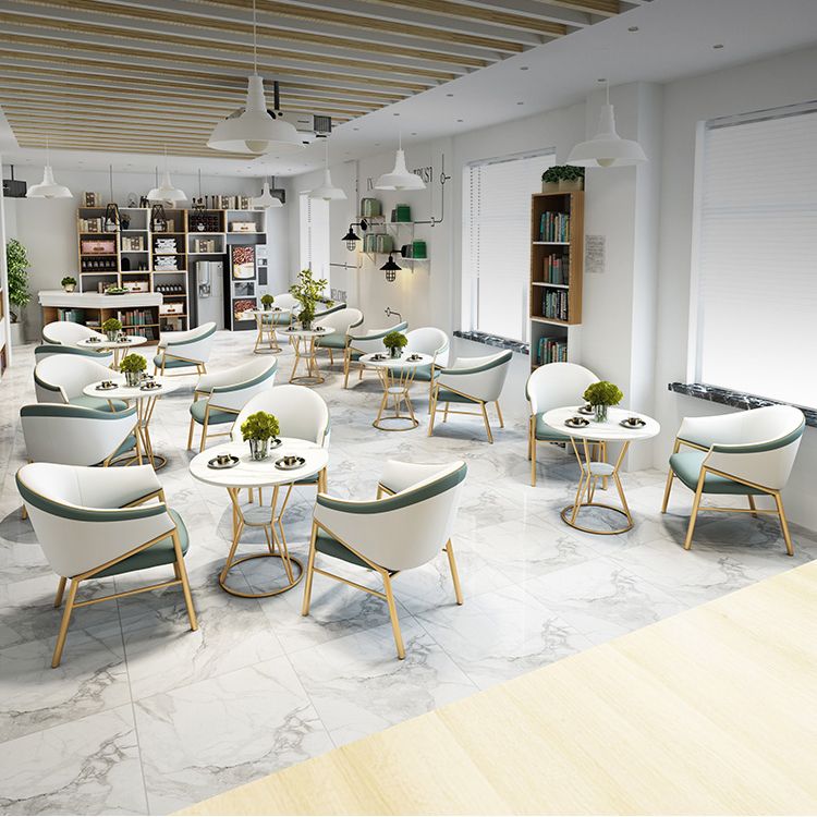 Ronde tafel dinette tafel traditionele luxe dinerkamer meubels met metalen basis