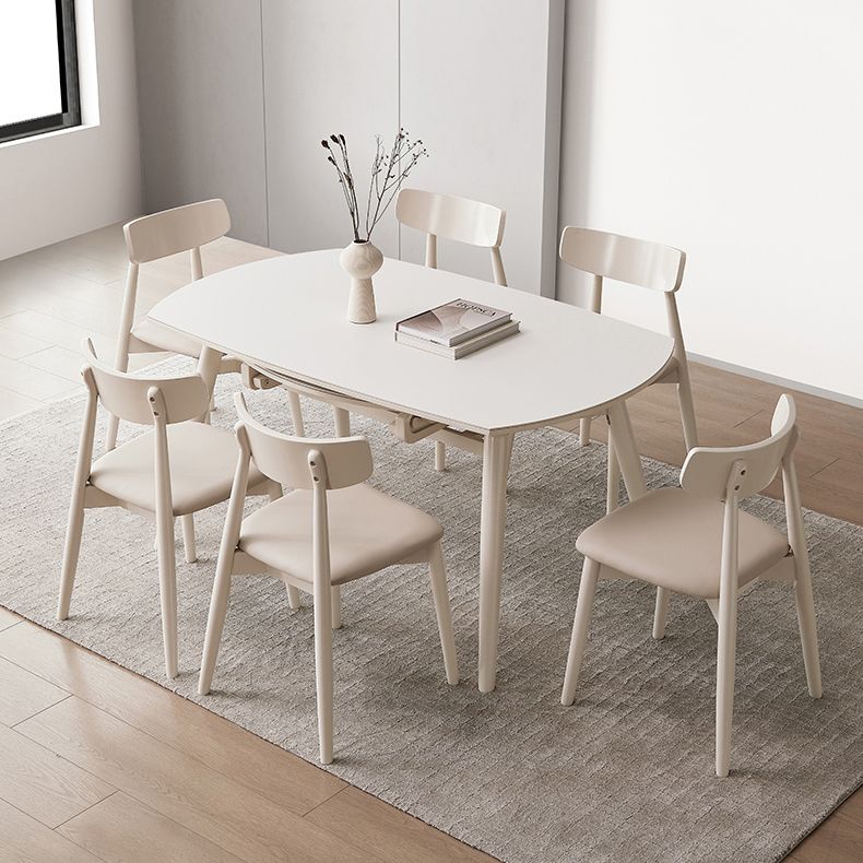 Modern 1/4/5/7 Pieces Furniture Round Stone Dining Set in White