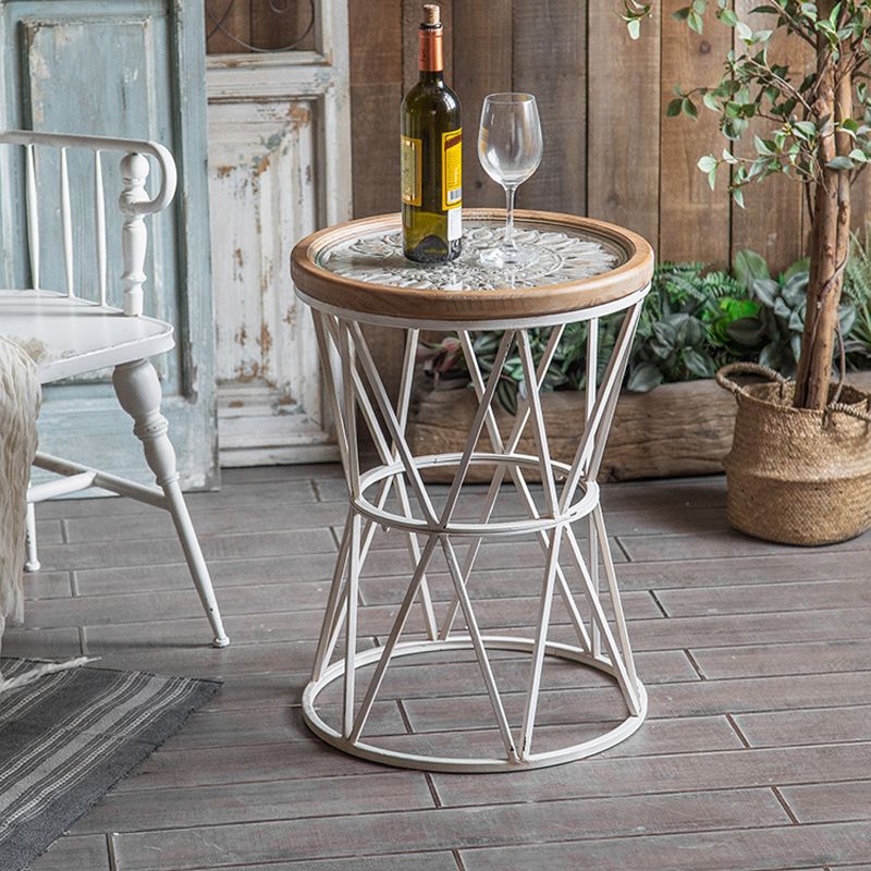 Frame French Country Round Coffee Table Distressed Wood Cocktail Table