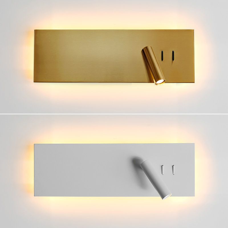 Estilo moderno simplicidad lámpara de lectura led led de lectura rotatable diseño de montaje en la pared con base de metal rectangular