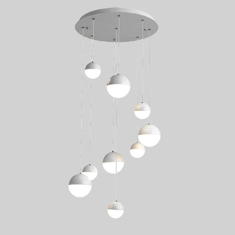 Modern Ball Shape Pendant Glass Multiple Hanging Ceiling Light for Spiral Stair