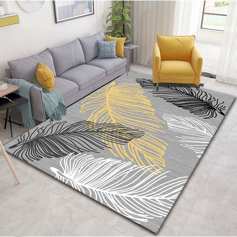 Goud modern tapijt polyester bladeren tapijt tapijt niet-slip achterste tapijt voor woningdecoratie