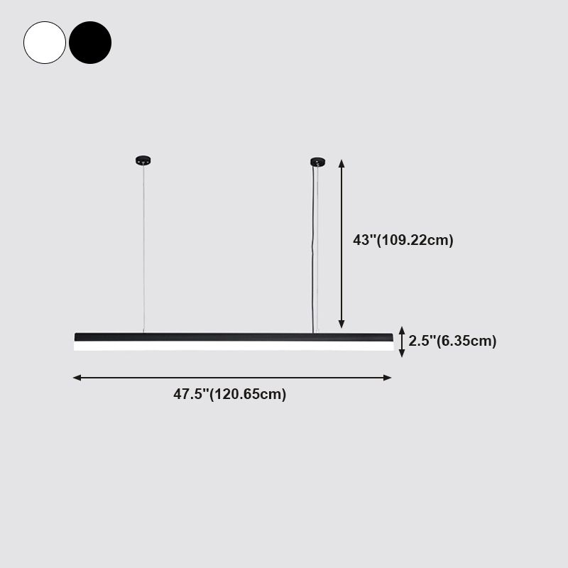 Modern Aluminium Island Lighting Fixtures Linear 1-Light Restaurant LED Suspension Lamp