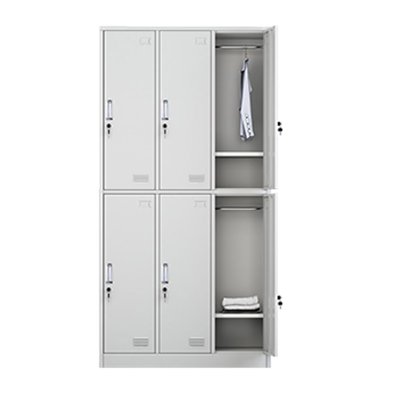 Grey Steel Wardrobe Armoire Contemporary Hinged Wardrobe Cabinet