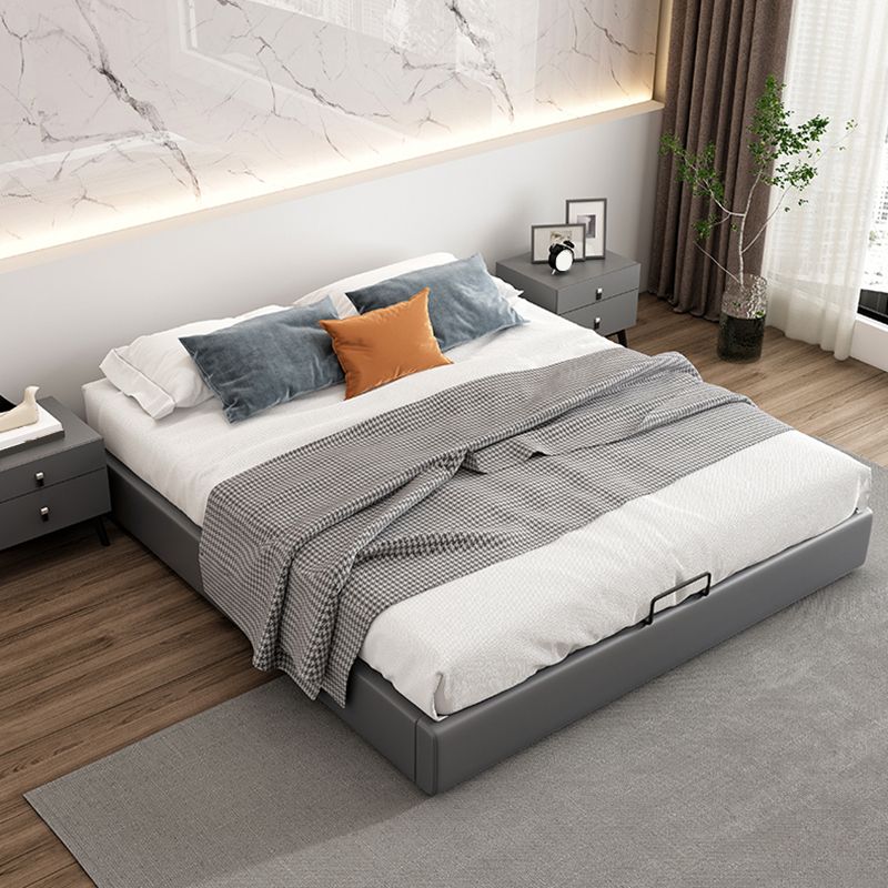 Contemporary Grey 10.23 " Tall Wooden Platform Bed for Bedroom