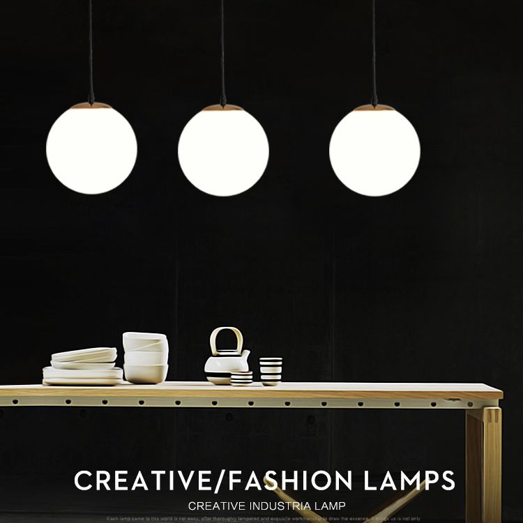 1 globe léger peinnant plafonniers industriels en verre de lait en verre pendant luminaires pour le restaurant