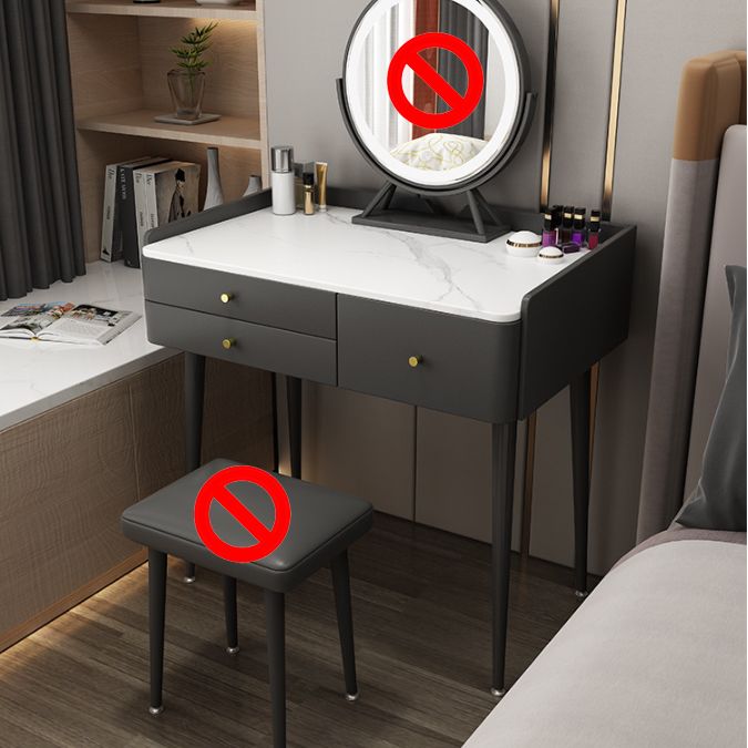 Contemporary Stone Dressing Table 31.1-In High Makeup Vanity Table with Stool
