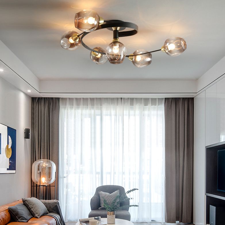 Glass Shaded Ceiling Mount Light Fixture Minimalist Semi Flush Mount Ceiling Fixture