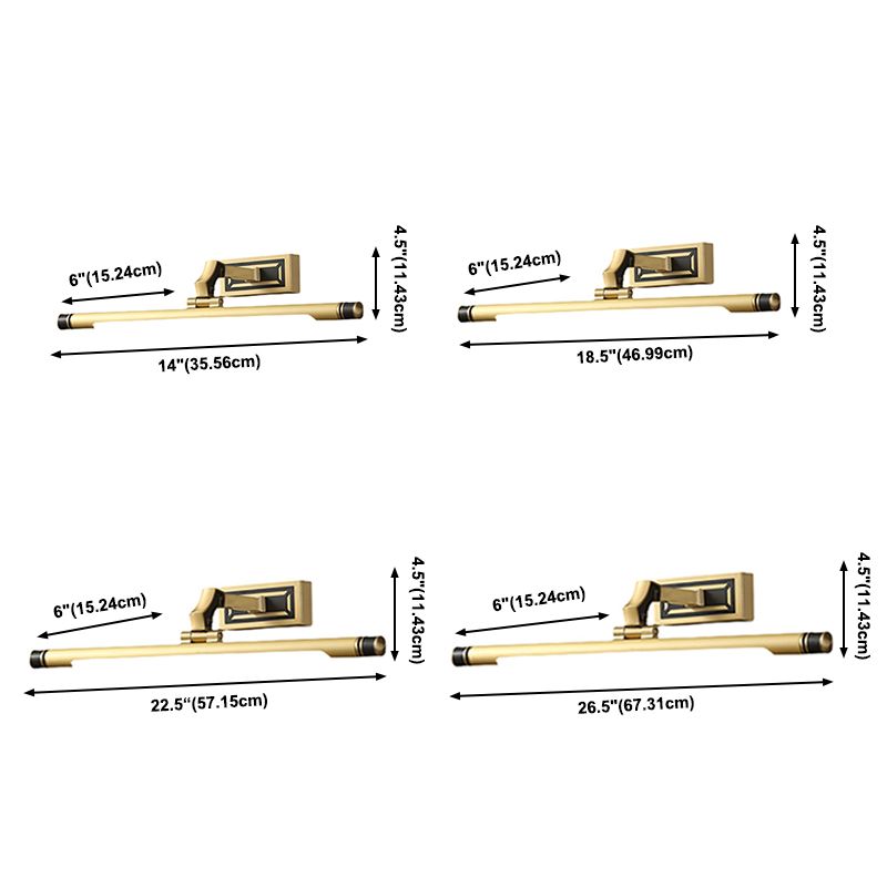 Metal Metallic Bar Vanity Light Contemporary Wall Mount Light in Brass/Black