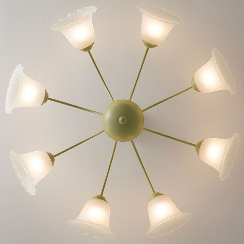 Modern Green Ceiling Lamp Glass Flush Mount Light Fixture for Bedroom