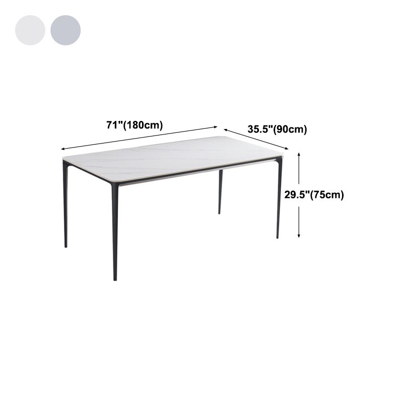 Metal Contemporary Rectangular Dining Table with 4 Legs Sintered Stone Table for Home