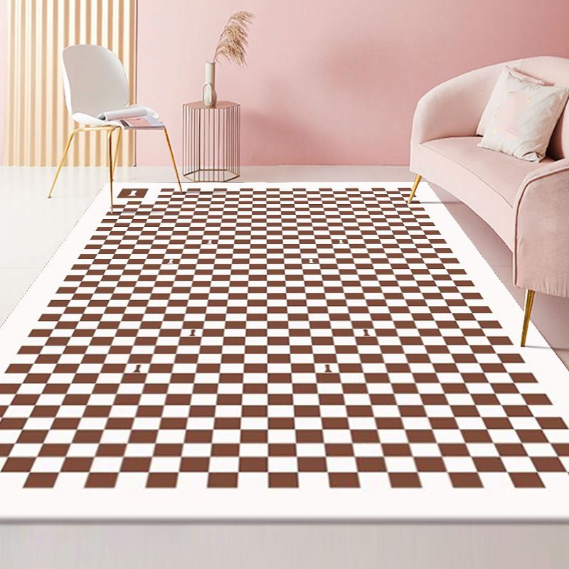 Classical Plaid Print Area Rug Friendly Washable Carpet Anti-Slip Area Rug for Home Decor