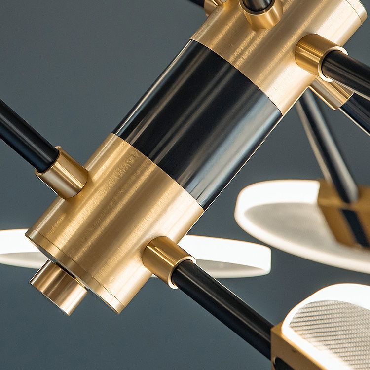 Black and Gold Sputnik Chandelier Postmodern LED Acrylic Suspension Light for Living Room