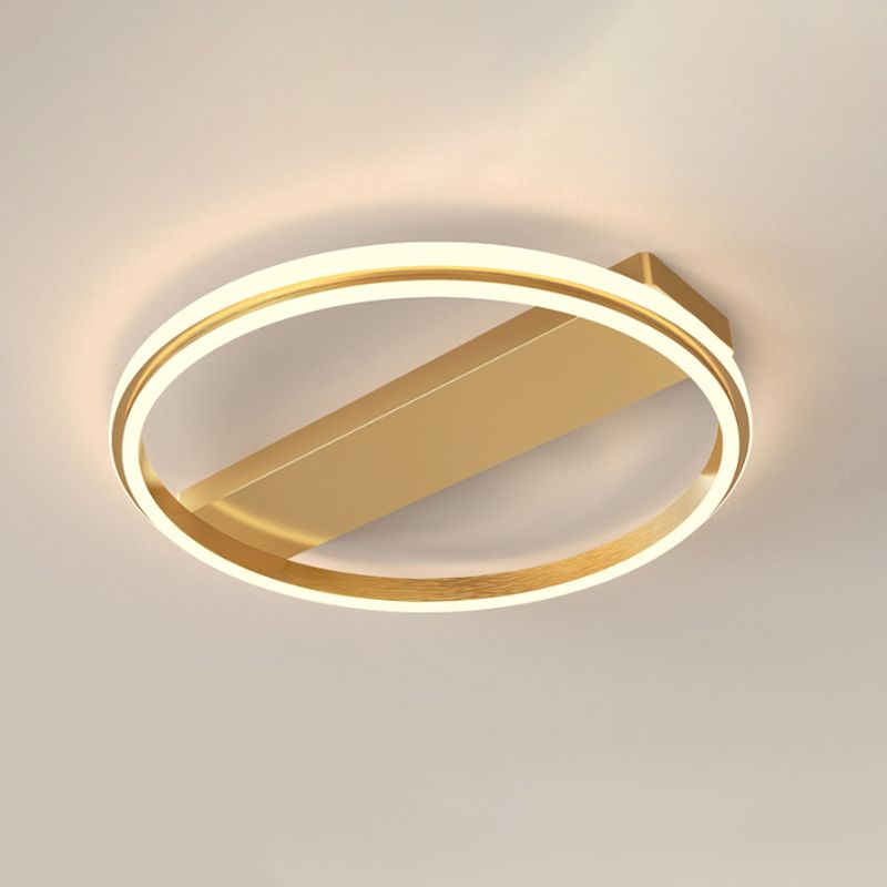 Metal Ringed and Rectangle Flush Mount Lamp Nordic Gold/Coffee LED Flush Ceiling Light, 16.5"/20.5" W