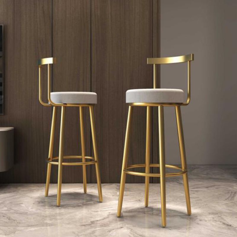 Footrest Round Seat Bar Stools Fabric Low Back Barstool for Bristol