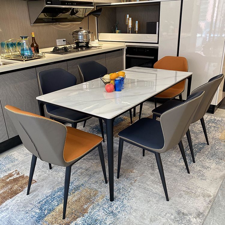 Rectangle Dining Table White Stone Modern Dining Table for Home