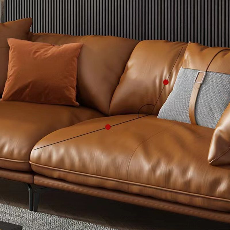 Contemporary Genuine Leather Living Room Pillow Top Arm Cushions Seating