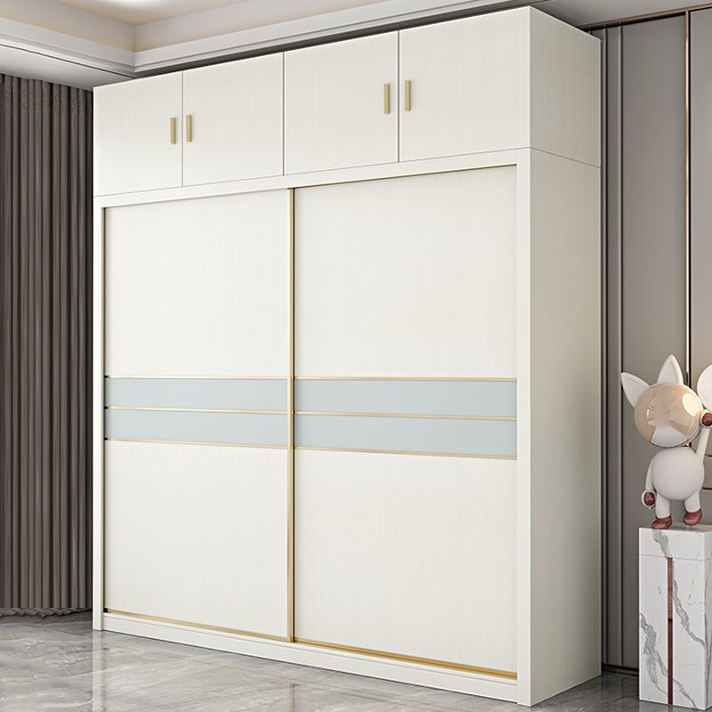 Contemporary Freestanding Wood Wardrobe Sliding Soft Close Doors in White