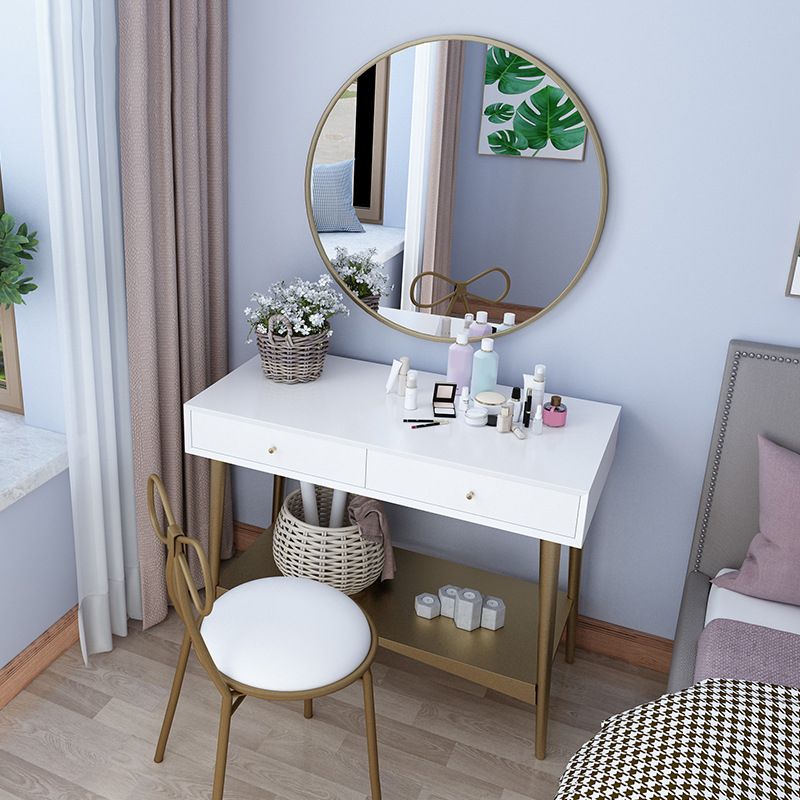 17.71" Wide Makeup Counter with Mirror Vanity Tables with 2 Storage Drawers