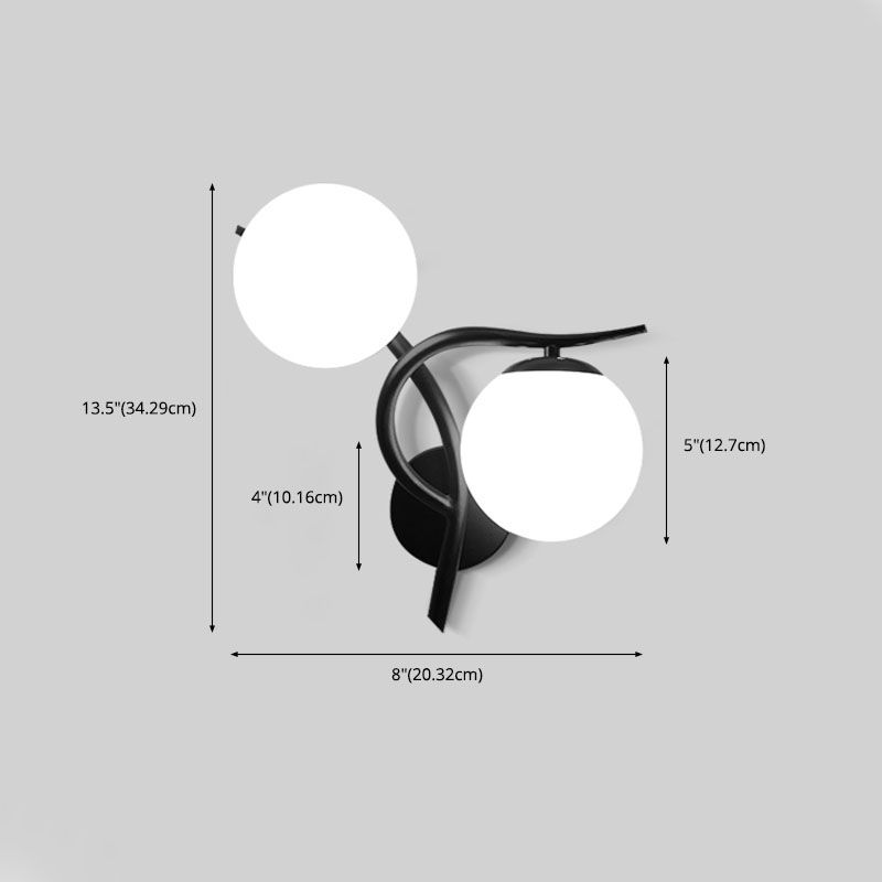Shaded Bedroom Wall Sconce Lighting Glass Nordic Style Wall Lighting Fixture in Black
