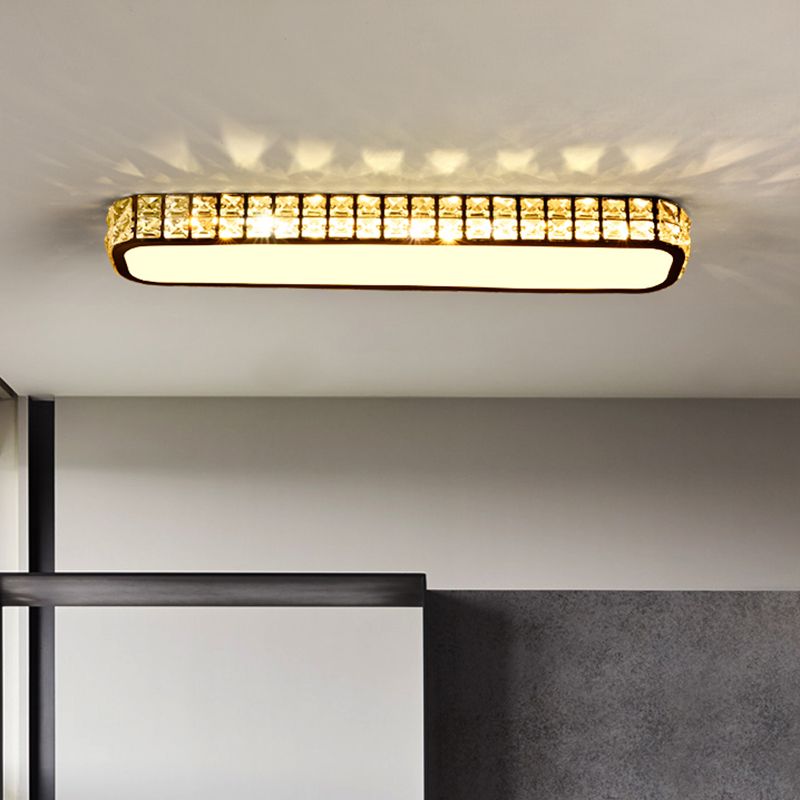 Rounded Rectangle Corridor Flush Light Crystal Artistic LED Flush Ceiling Light Fixture