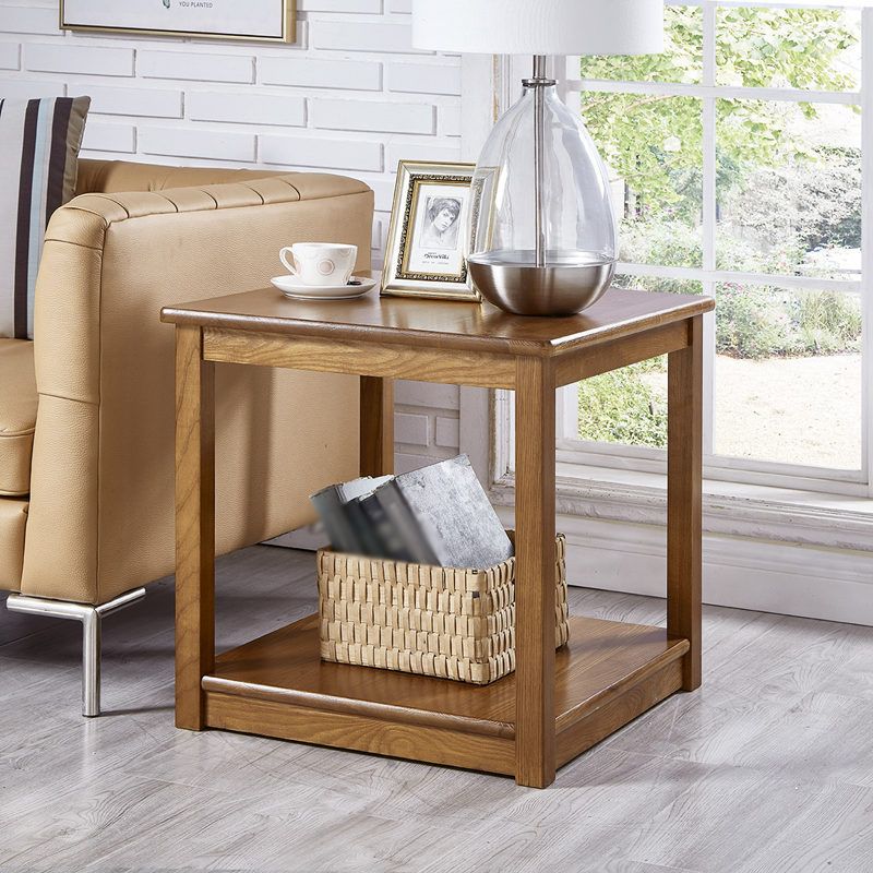 Farmhouse Square Wood End Table Brown/Walunt Sofa Side Table with Storage