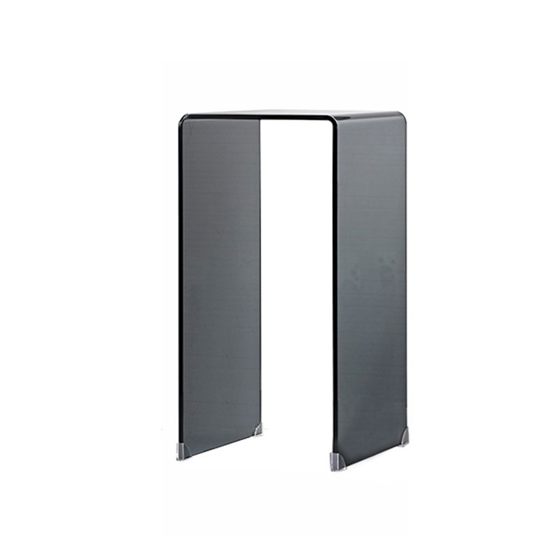 Modern Glass Sled Side End Table Minimalist Square Corner Table
