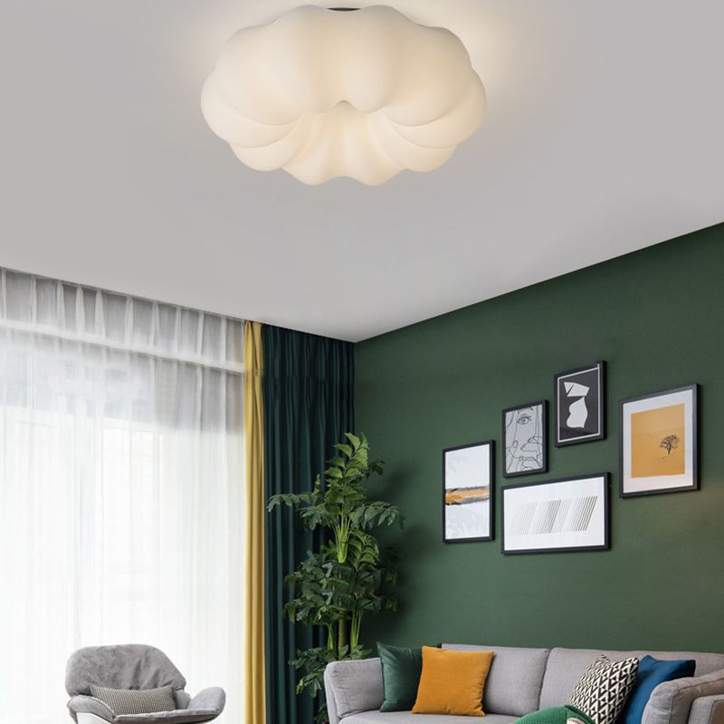 Single White Modernism Flush Mount Lighting Unique Acrylic Ceiling Light