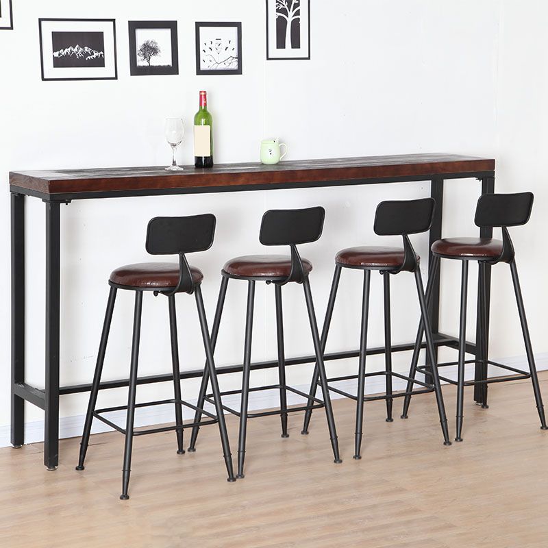 Industrial Backrest Armless Counter Stool Iron Cafe Bar Stool with Seat and Pedal