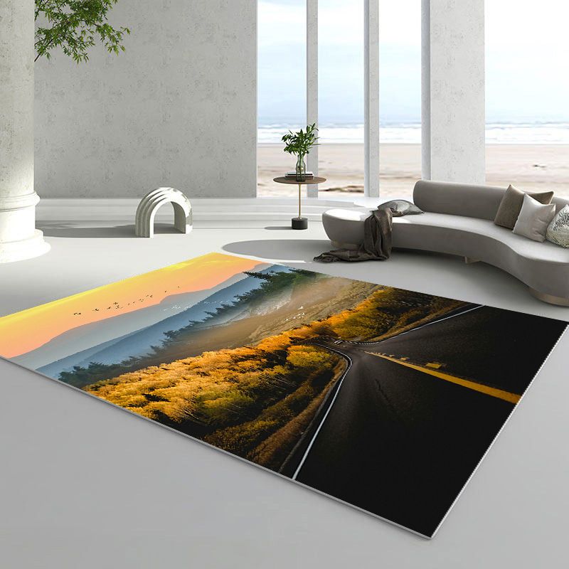 Light Brown Door Rug Polyester Modern Rug Stain Resistant Rug for Living Room