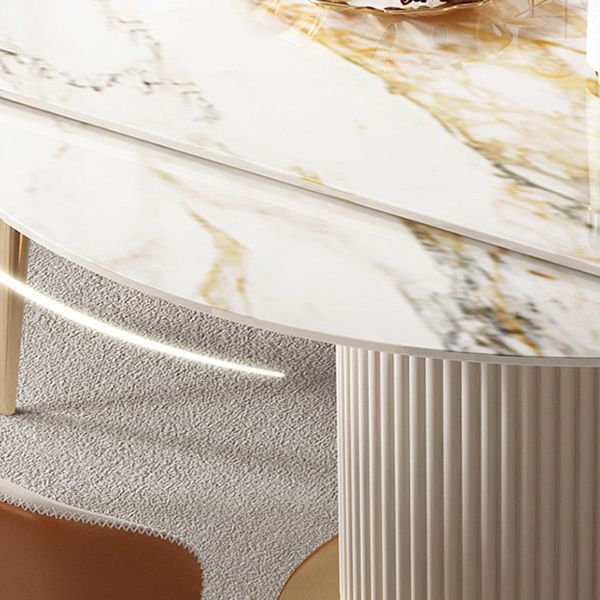 Glam Round Dining Set Stone 1/4/7 Pieces Dining Furniture for Indoor