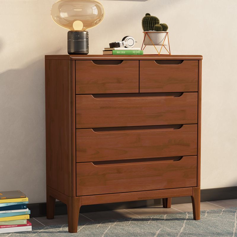 Contemporary Chest Home Rubber Wood Storage Chest with Drawers