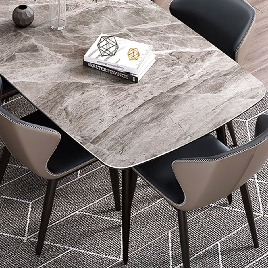 Contemporary Sintered Stone Dining Room Set Fixed Dining Set with Rectangle Table for Restaurant