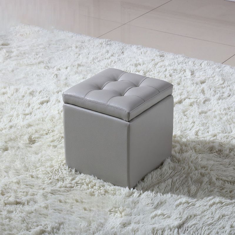 Modern Tufted Ottoman Plain Water Resistant Stain Resistant Leather Ottoman with Storage