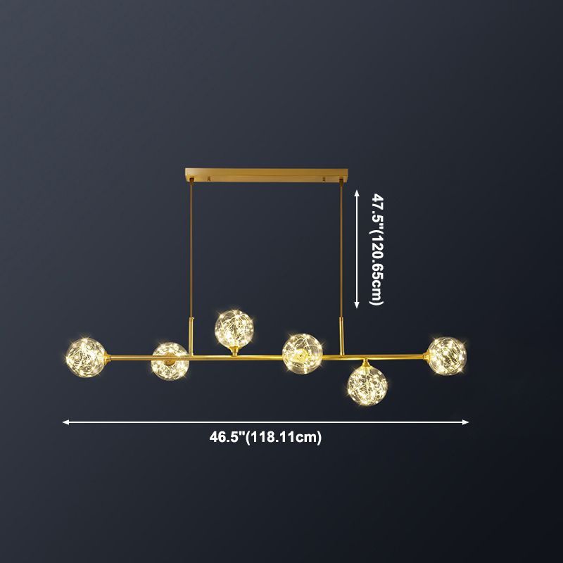 Modern Style Dining Chandelier Light Round Glass Shade Hanging Light for Dining Room