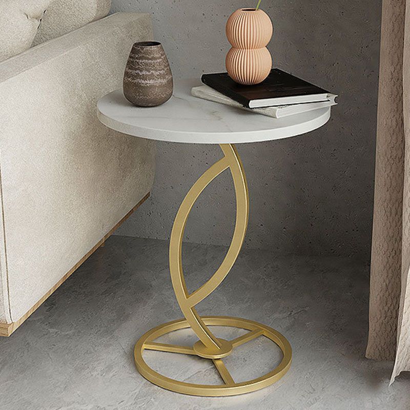 Round Slate Side Table Modern Minimalist Side Table for Living Room