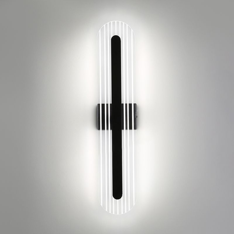 Oval Shade Metal Wall Sconce Modern Style 1 Light Wall Mount Light Fixture in Black