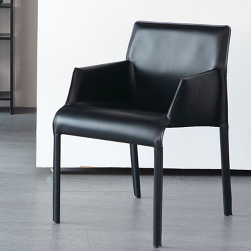 Contemporary Arm Chair Solid Back Dining Room Chair for Kitchen