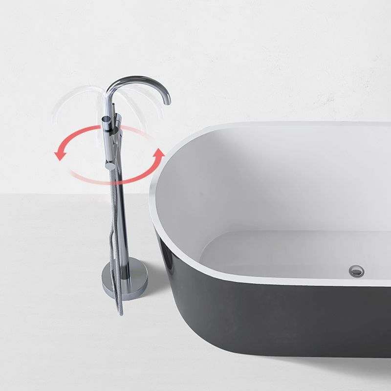Modern Style Acrylic Ellipse Bathtub Freestanding Soaking Bathtub with Drain Bath Tub