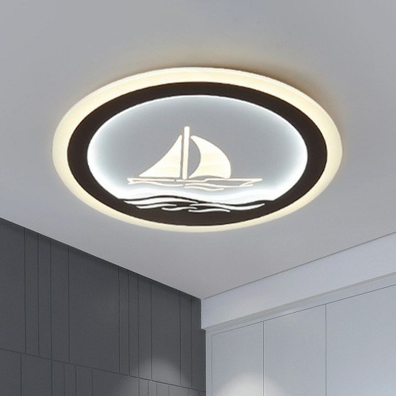 Encerclez Flush Light Style Moderne Metallic Bédoulier Voyant d'ébullition Fixation du plafond en blanc