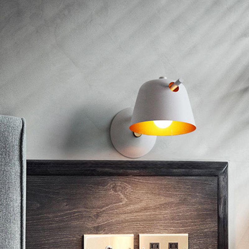 Contemporary 1 Head Sconce Black/White/Blue Wide Flare Wall Mount Light Fixture with Metal Shade