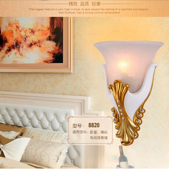1 Light Wall Sconce Lighting Rural Bell Shape Yellow/White Fluted Glass Wall Mounted Lamp for Bedroom, 9.5"/13" Width