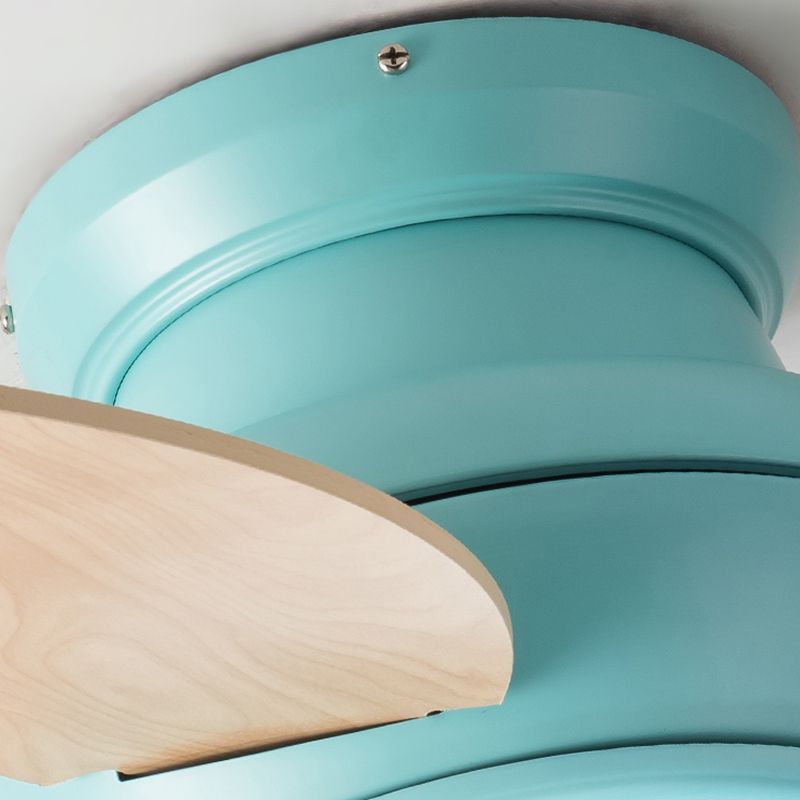 Nordic Style Iron Ceiling Fan Lamp Colorful 1-light Ceiling Fan Light for Bedroom