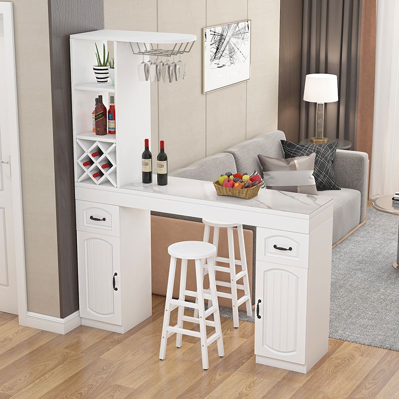 Contemporary Stone Rectangle Bar Height Table for Living Room