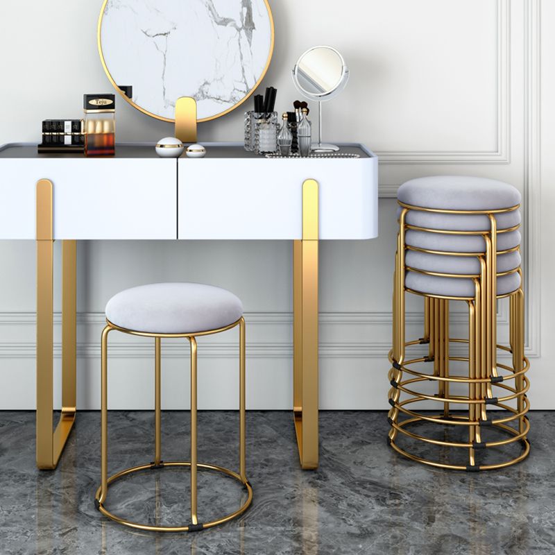 Standard Glam Velvet Ottoman Round Mildew Resistant Plain Ottoman