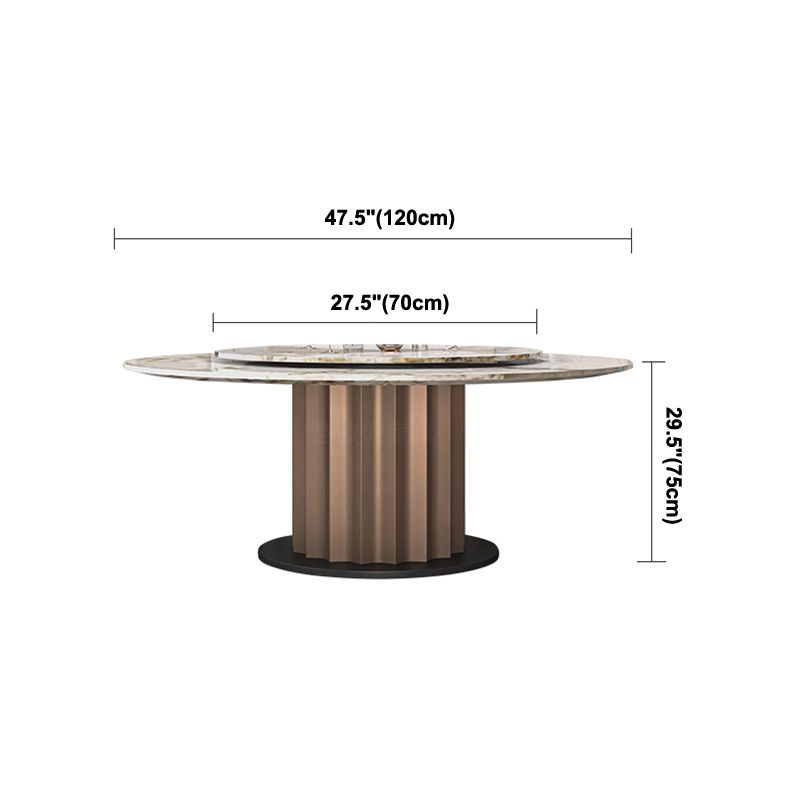 Round Pedestal Dinner Table Traditional Luxury Marble Dining Table for Indoor