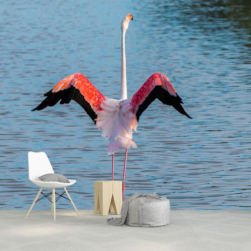 Flamingo Mural Stain Resistant Contemporary Bedroom Wall Decor, Personalized Size