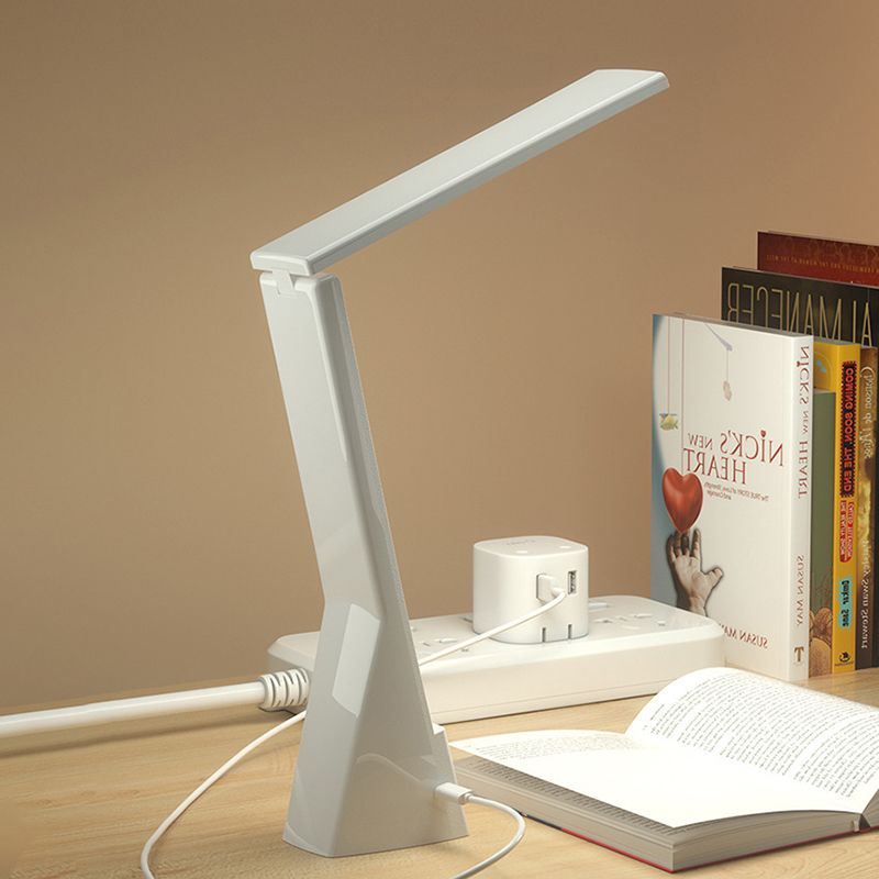 USB Table Lamp with Touch Control, Task Plastic Folding Table Light for Bedroom